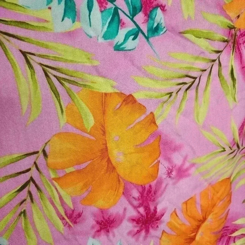 Maggie Sweet Maxi Dress Women Sz Medium Tropical Pink Print Travel Cruise - Picture 5 of 5